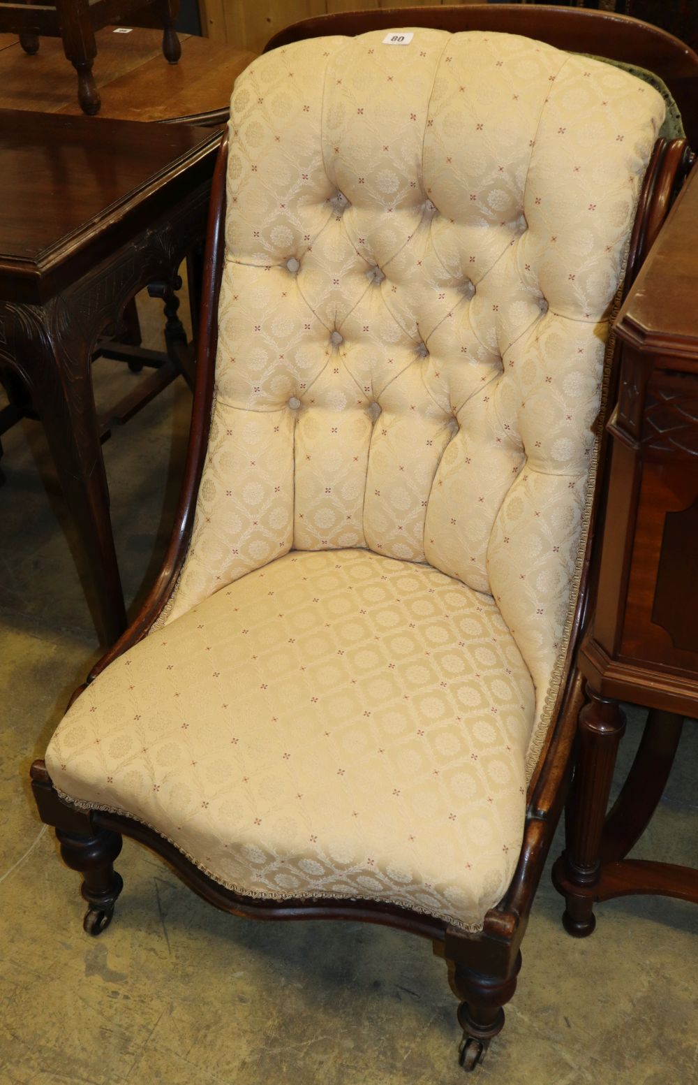 A Victorian mahogany framed button back nursing chair